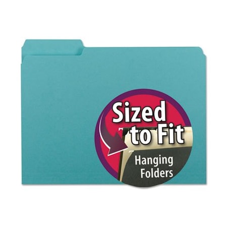 Smead Smead, INTERIOR FILE FOLDERS, 1/3-CUT TABS, LETTER SIZE, AQUA, 100PK 10235